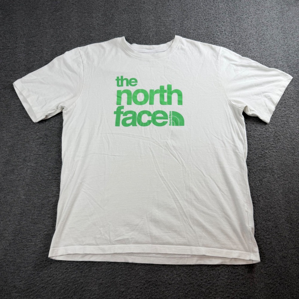 The North Face T-Shirt Men's Large White Green Graphic‎ Logo Short Sleeve Tee